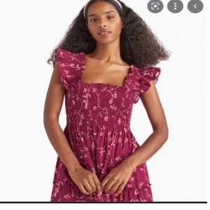 NWOT HILL HOUSE Ellie Nap Dress Burgundy Botanical